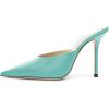 imageFSJ Women Slip On Mid High Heeled Mules Slipper Closed Pointed Toe Sandals Slides Dress Shoes Size 415 USTurquoise12 Cm