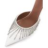 imageFSJ Women Slip On Mid High Heeled Mules Slipper Closed Pointed Toe Sandals Slides Dress Shoes Size 415 USWhite