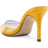 imageFSJ Women Slip On Mid High Heeled Mules Slipper Closed Pointed Toe Sandals Slides Dress Shoes Size 415 USYellow Clear