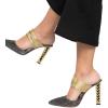 imageFSJ Women Strappy Golden Chunky High Heels Mules Fashion Pointy Toe Pumps Slip On Evening Party Shoes Size 415 USDark Grey