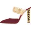 imageFSJ Women Strappy Golden Chunky High Heels Mules Fashion Pointy Toe Pumps Slip On Evening Party Shoes Size 415 USDark Red