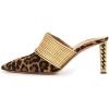 imageFSJ Women Strappy Golden Chunky High Heels Mules Fashion Pointy Toe Pumps Slip On Evening Party Shoes Size 415 USLeopard