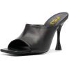 imageFSJ Women Fashion Spool Heel Mules Squared Open Toe Comfortable Slip On Mid High Heels Sandals Casual Evening Party Shoes Size 415 USBlack