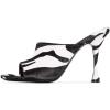 imageFSJ Women Fashion Spool Heel Mules Squared Open Toe Comfortable Slip On Mid High Heels Sandals Casual Evening Party Shoes Size 415 USZebra