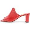 imageFSJ Women Peep Toe Mules Chunky Heeled Sandals with Studs Casual Slip On Summer Shoes Size 415 USRed