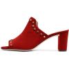 imageFSJ Women Peep Toe Mules Chunky Heeled Sandals with Studs Casual Slip On Summer Shoes Size 415 USRedsuede