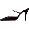 imageFSJ Women Sexy Rhinestone Slide Mules Pumps Pointed Strappy High Heels Sandals for Party Evening ShoesBlack