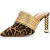 imageFSJ Women Strappy Golden Chunky High Heels Mules Fashion Pointy Toe Pumps Slip On Evening Party Shoes Size 415 USLeopard