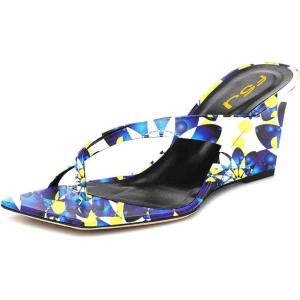 imageFSJ Women Casual Flip Flop Slide Mule Shoes Square Open Toe Thong Sandal Summer Wedge High Heel Size 415 USBlue Floral