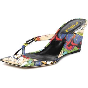 imageFSJ Women Casual Flip Flop Slide Mule Shoes Square Open Toe Thong Sandal Summer Wedge High Heel Size 415 USCartoon