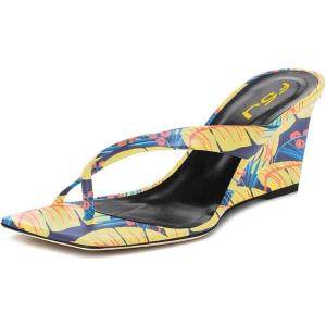 imageFSJ Women Casual Flip Flop Slide Mule Shoes Square Open Toe Thong Sandal Summer Wedge High Heel Size 415 USLeaf