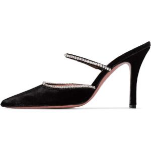 imageFSJ Women Sexy Rhinestone Slide Mules Pumps Pointed Strappy High Heels Sandals for Party Evening ShoesBlack