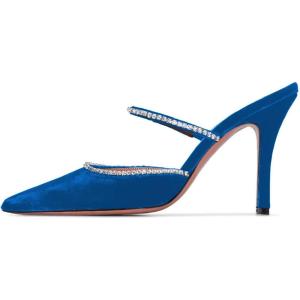 imageFSJ Women Sexy Rhinestone Slide Mules Pumps Pointed Strappy High Heels Sandals for Party Evening ShoesDodger Blue