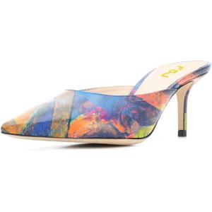 imageFSJ Women Slip On Mid High Heeled Mules Slipper Closed Pointed Toe Sandals Slides Dress Shoes Size 415 USPigment
