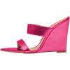 imageFSJ Women Fashion Open Toe Wedge Sandals High Heels Mules Double Straps Slip On Party Shoes Size 415 USHot Pink