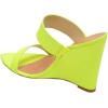 imageFSJ Women Fashion Open Toe Wedge Sandals High Heels Mules Double Straps Slip On Party Shoes Size 415 USLime Green