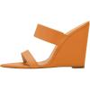 imageFSJ Women Fashion Open Toe Wedge Sandals High Heels Mules Double Straps Slip On Party Shoes Size 415 USOrange