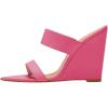 imageFSJ Women Fashion Open Toe Wedge Sandals High Heels Mules Double Straps Slip On Party Shoes Size 415 USPink
