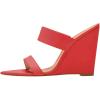 imageFSJ Women Fashion Open Toe Wedge Sandals High Heels Mules Double Straps Slip On Party Shoes Size 415 USRed