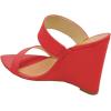 imageFSJ Women Fashion Open Toe Wedge Sandals High Heels Mules Double Straps Slip On Party Shoes Size 415 USRed