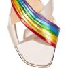 imageFSJ Women Fashion Rainbow Slipon Mules Open Toe Crisscross Strappy Slide Slipper Chunky Mid Heel Patent Leather Sandals Ladies Girls Party Prom Dress Shoes Size 415 USLight Gold