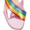 imageFSJ Women Fashion Rainbow Slipon Mules Open Toe Crisscross Strappy Slide Slipper Chunky Mid Heel Patent Leather Sandals Ladies Girls Party Prom Dress Shoes Size 415 USLight Pink