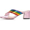 imageFSJ Women Fashion Rainbow Slipon Mules Open Toe Crisscross Strappy Slide Slipper Chunky Mid Heel Patent Leather Sandals Ladies Girls Party Prom Dress Shoes Size 415 USLight Pink