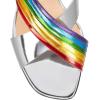 imageFSJ Women Fashion Rainbow Slipon Mules Open Toe Crisscross Strappy Slide Slipper Chunky Mid Heel Patent Leather Sandals Ladies Girls Party Prom Dress Shoes Size 415 USSilver