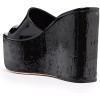 imageFSJ Women Open Toe Slide Wedge Sandals Platform Summer Casual High Heels Formal Outfit Shoes Size US 412Black