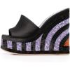 imageFSJ Women Open Toe Slide Wedge Sandals Platform Summer Casual High Heels Formal Outfit Shoes Size US 412Black and Purple
