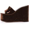 imageFSJ Women Open Toe Slide Wedge Sandals Platform Summer Casual High Heels Formal Outfit Shoes Size US 412Brown