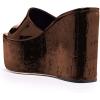 imageFSJ Women Open Toe Slide Wedge Sandals Platform Summer Casual High Heels Formal Outfit Shoes Size US 412Brown