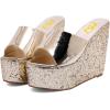 imageFSJ Women Open Toe Slide Wedge Sandals Platform Summer Casual High Heels Formal Outfit Shoes Size US 412Gold Sequins