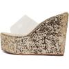 imageFSJ Women Open Toe Slide Wedge Sandals Platform Summer Casual High Heels Formal Outfit Shoes Size US 412Golden Transparent