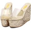 imageFSJ Women Open Toe Slide Wedge Sandals Platform Summer Casual High Heels Formal Outfit Shoes Size US 412Golden Transparent