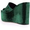 imageFSJ Women Open Toe Slide Wedge Sandals Platform Summer Casual High Heels Formal Outfit Shoes Size US 412Green