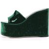 imageFSJ Women Open Toe Slide Wedge Sandals Platform Summer Casual High Heels Formal Outfit Shoes Size US 412Green