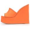 imageFSJ Women Open Toe Slide Wedge Sandals Platform Summer Casual High Heels Formal Outfit Shoes Size US 412Orange