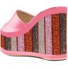 imageFSJ Women Open Toe Slide Wedge Sandals Platform Summer Casual High Heels Formal Outfit Shoes Size US 412Pink