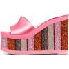imageFSJ Women Open Toe Slide Wedge Sandals Platform Summer Casual High Heels Formal Outfit Shoes Size US 412Pink