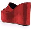 imageFSJ Women Open Toe Slide Wedge Sandals Platform Summer Casual High Heels Formal Outfit Shoes Size US 412Red