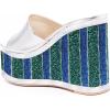 imageFSJ Women Open Toe Slide Wedge Sandals Platform Summer Casual High Heels Formal Outfit Shoes Size US 412Silver