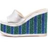 imageFSJ Women Open Toe Slide Wedge Sandals Platform Summer Casual High Heels Formal Outfit Shoes Size US 412Silver