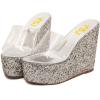 imageFSJ Women Open Toe Slide Wedge Sandals Platform Summer Casual High Heels Formal Outfit Shoes Size US 412Silver Transparent