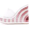 imageFSJ Women Open Toe Slide Wedge Sandals Platform Summer Casual High Heels Formal Outfit Shoes Size US 412White and Pink