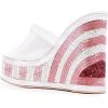 imageFSJ Women Open Toe Slide Wedge Sandals Platform Summer Casual High Heels Formal Outfit Shoes Size US 412White and Pink