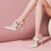 imageFSJ Women Sexy Pointed Toe Flowers Stiletto High Heel Mules Slip On Casual Party Dress Slide Sandal Shoes Size 415 USBeige