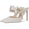 imageFSJ Women Sexy Pointed Toe Flowers Stiletto High Heel Mules Slip On Casual Party Dress Slide Sandal Shoes Size 415 USBeige