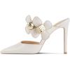 imageFSJ Women Sexy Pointed Toe Flowers Stiletto High Heel Mules Slip On Casual Party Dress Slide Sandal Shoes Size 415 USBeige