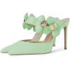 imageFSJ Women Sexy Pointed Toe Flowers Stiletto High Heel Mules Slip On Casual Party Dress Slide Sandal Shoes Size 415 USLight Green